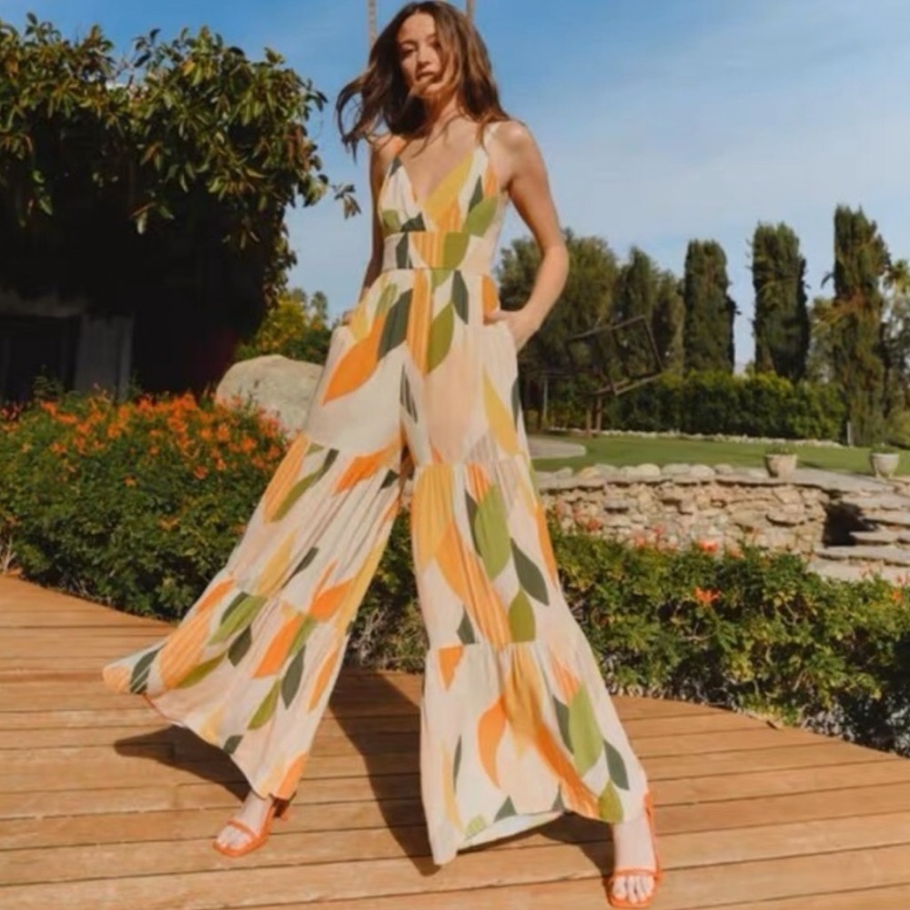 NWT Anthropologie (12) hutch Wide Leg Flounced Jumpsuit